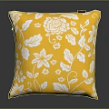 Soft Yellow Decorative Pillow With White Floral Pattern For Home Decor