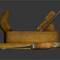 Wooden Plane And Chisel Tools For Carpentry And Woodworking Projects 3d model