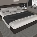 Double bedside table pillow carpet ornaments 3d model