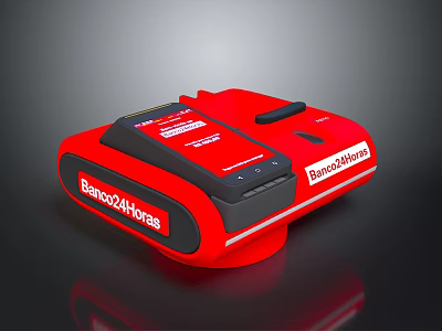 Banco24horas Red Electronic Appliance Self Service Terminal With Compact Design And Interface 3d model