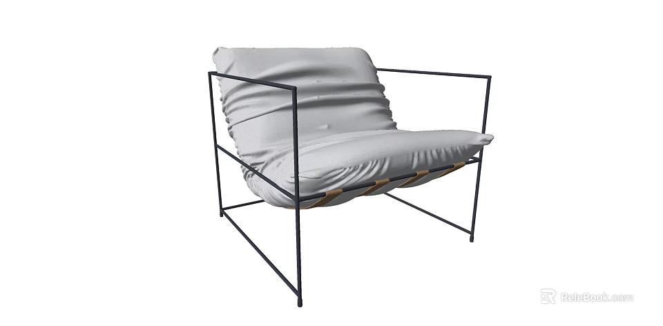 Modern Lounge Chair With Metal Frame And Plush Cushion For Contemporary Comfortable Seating 3d model 
