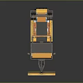 Yellow Construction Truck with Front Snow Plow Bright Warning Lights and Salt Sand Loader
