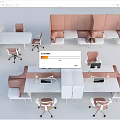 Modern Office Desk with Open Partition Workstations Computers Ergonomic Chairs and Collaborative Layout 3d model