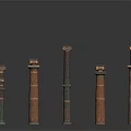 Architectural Classical Columns With Various Styles Different Designs And Ornate Details
