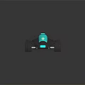 Futuristic Race Car with Dark Body Transparent Blue Roof and Green Accented Wheels