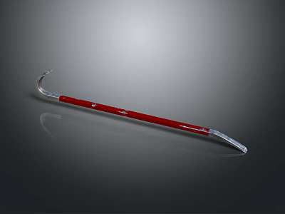 Red Linear Lighting Combination With Curved Ends And Silver Stripes Design 3d model