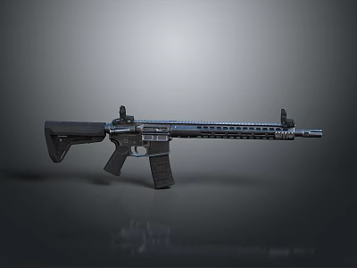 Modern Tactical Rifle with Black Body and Detailed Components in Professional Design 3d model