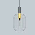 Modern Transparent Ribbed Glass Pendant Light With Black And Gold Accents