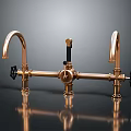 Brass Lighting Fixture Set With Double Curved Design And Black Accents Reflective Base