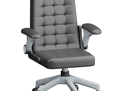 Industrial Office Chair With Gray Padded Backrest Tufted Design Armrests And Swivel Base Casters 3d model