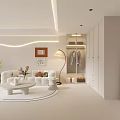 Modern Minimalist Apartment Living Room With TV Wall And Sofa