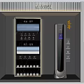 Modern Decorative Cabinet With Air Conditioning Controls Brand Logos And Organized Devices