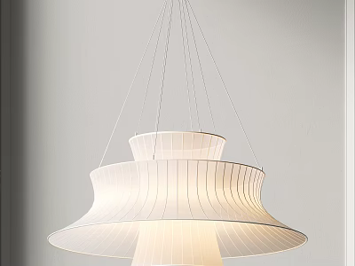 Modern Elegant Chandelier With Layered White Structure And Curved Lines 3d model