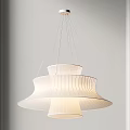 Modern Elegant Chandelier With Layered White Structure And Curved Lines