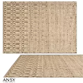 Square Rug With Geometric Patterns And Neutral Beige Brown Woven Design