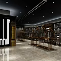 Gucci Boutique Interior With Luxury Display Cases And Brand Logo Lighting