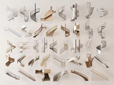 Spiral Staircases Various Modern Designs With Metal Wood And Architectural Interior Styles 3d model