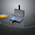 Electric Waffle Maker For Kitchen With Freshly Baked Waffles On Plate 3d model