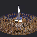 Daily Electrical Appliances Arranged In Circular Concentric Layers With Central Column