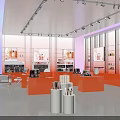 Modern Specialty Store Interior With Display Counters Product Shelves And Bright Lighting