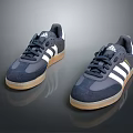 Adidas Navy Blue And White Casual Sports Shoes With Three Stripes Logo And Rubber Sole