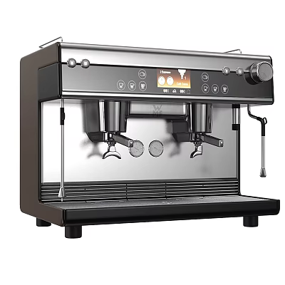 Professional Espresso Machine Kitchen Appliance With Stainless Steel Body Dual Spouts And Control Panel 3d model