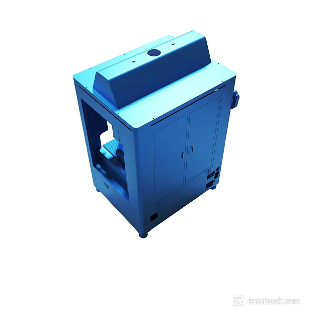 Blue Industrial Equipment Enclosure With Control Panel And Secure Access Doors 3d model 