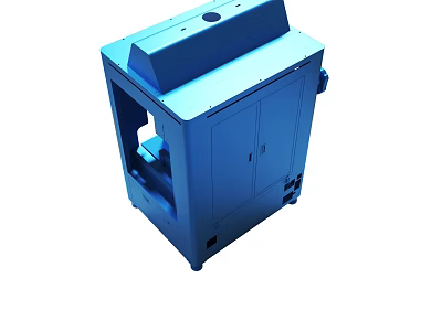 Blue Industrial Equipment Enclosure With Control Panel And Secure Access Doors 3d model