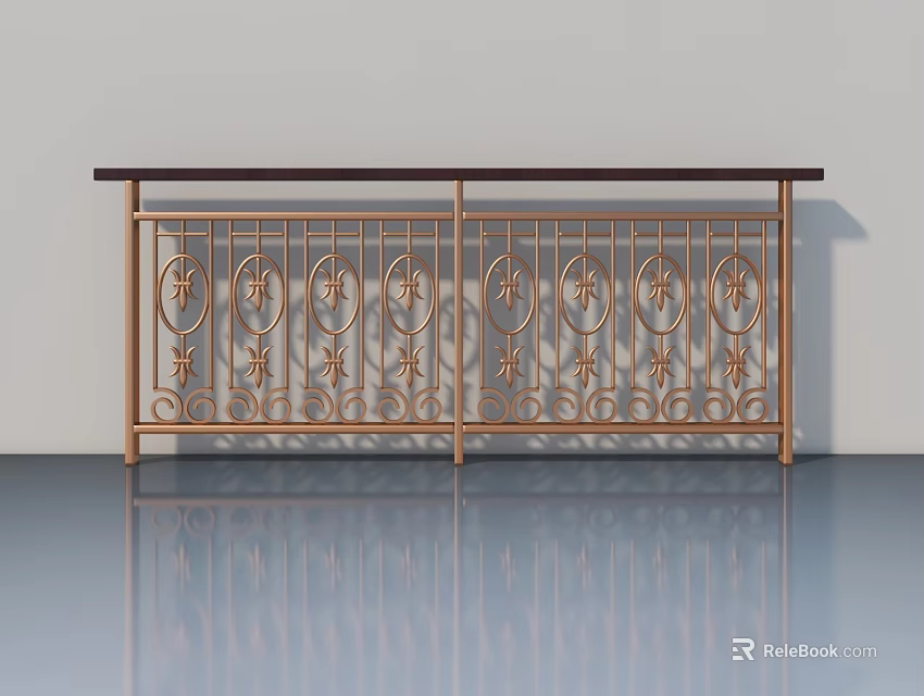 Golden Hinged Door With Intricate Decorative Patterns And Metal Frame 3d model 