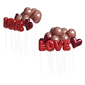 Red LOVE Letter Balloons With Heart Shaped And Gold Round Balloons Decoration