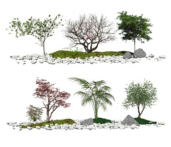 Modern landscape sketch landscape tree landscape sketch pebbles 3d model