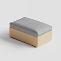 Modern Ottoman With Gray Padded Cushion And Beige Woven Base Design