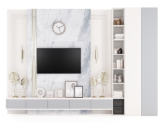 Simple TV background wall cabinet 3d model