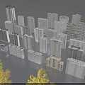 Modern High Rise Residential Buildings With Surrounding Yellow Trees And Urban Setting