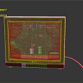 Black Retro Television Showing Classic Mario Gaming Screen With Green Background And Score