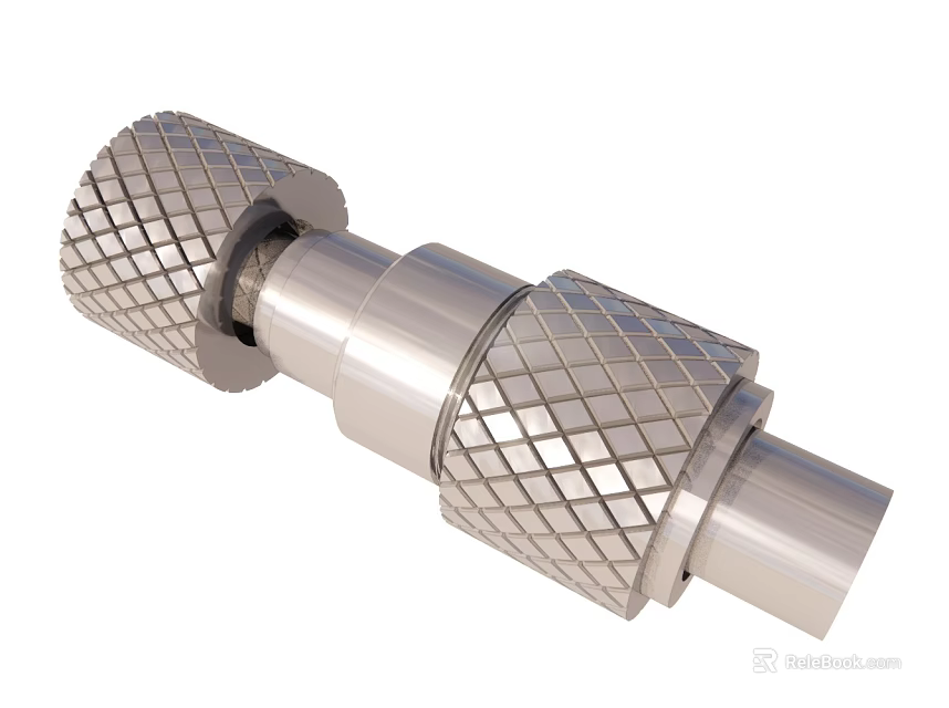 Metal Industrial Connector With Diamond Pattern And Cylindrical Smooth Design 3d model