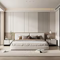 Modern Bedroom Interior Design With Upholstered Bed Nightstands Pendant Light And Area Rug