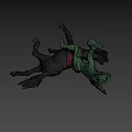 Green Elf Riding Black Horse With Raised Hand And Red Hooves