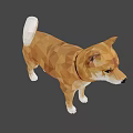 Low Poly Shiba Inu Game Movie Character With Brown Fur Collar And Standing Posture