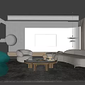 Modern living room curved sofa combination 3d model