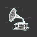 Vintage Gramophone Headphone Speaker With Wooden Base Decorative Horn And Classic Design