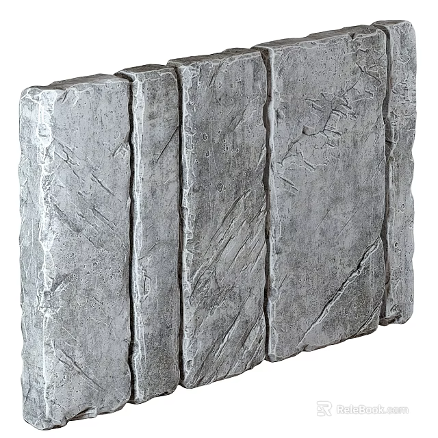 Natural Stone and Wood Decorative Panels with Textured Surface for Interior Design 3d model 