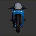 Sleek Modern Blue Motorcycle With Black Seat Red Rims And Stylish Design