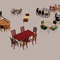 Dining Table Sets With Various Color Chairs And Different Style Designs 3d model