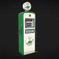 Vintage Green And White Gas Pump With DINO Logo And Dinosaur Graphic