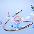 Inflatable Model With Wings Location Pin Metallic Ring And Geometric Shapes