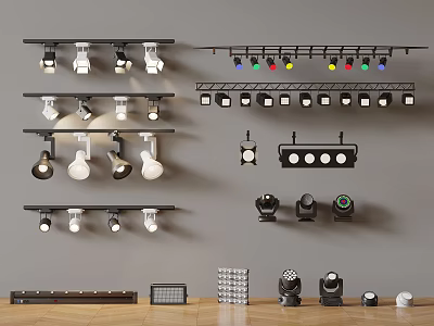 Stage lights Track lights Spotlight combination 3d model