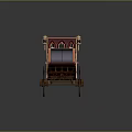 Ornate Vintage Carriage With Purple Roof Golden Decorations And Cobblestone Base