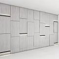 Modern Bed Accent Wall With Geometric Panels And Lighting 3d model