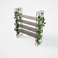 Decorative Display Shelf with Metal Frame Wooden Shelves and Green Ivy Plants